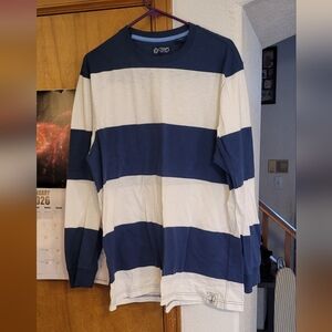 Chaps Men's Navy and White Long Sleeve Tee